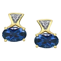 10K Yellow Gold Sapphire & Diamond Earrings