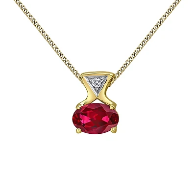10K Yellow Gold Garnet & Diamond 18" Pendant