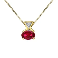 10K Yellow Gold Garnet & Diamond 18" Pendant