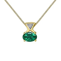 10K Yellow Gold Emerald & Diamond 18" Pendant