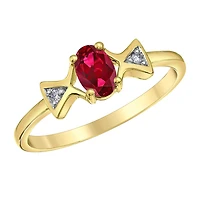 10K Yellow Gold Garnet & Diamond Ring