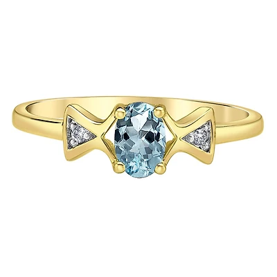 10K Yellow Gold Amethyst & Diamond Ring