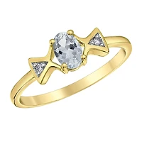 10K Yellow Gold White Topaz & Diamond Ring