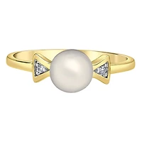 10K Yellow Gold Pearl & Diamond Ring