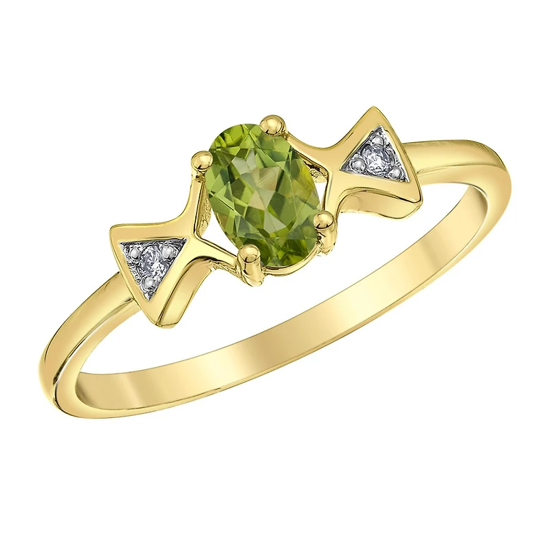 10K Yellow Gold Peridot & Diamond Ring