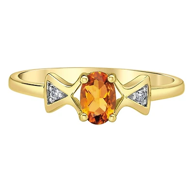 10K Yellow Gold Citrine & Diamond Ring