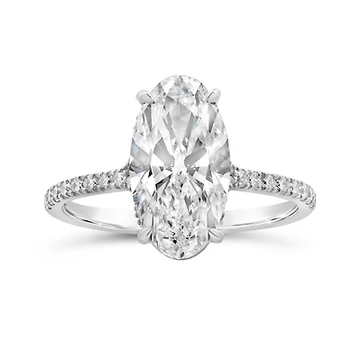 New Brilliance Youra Lab Grown 3.25CTW Oval Diamond Bridal Ring in 14K White Gold