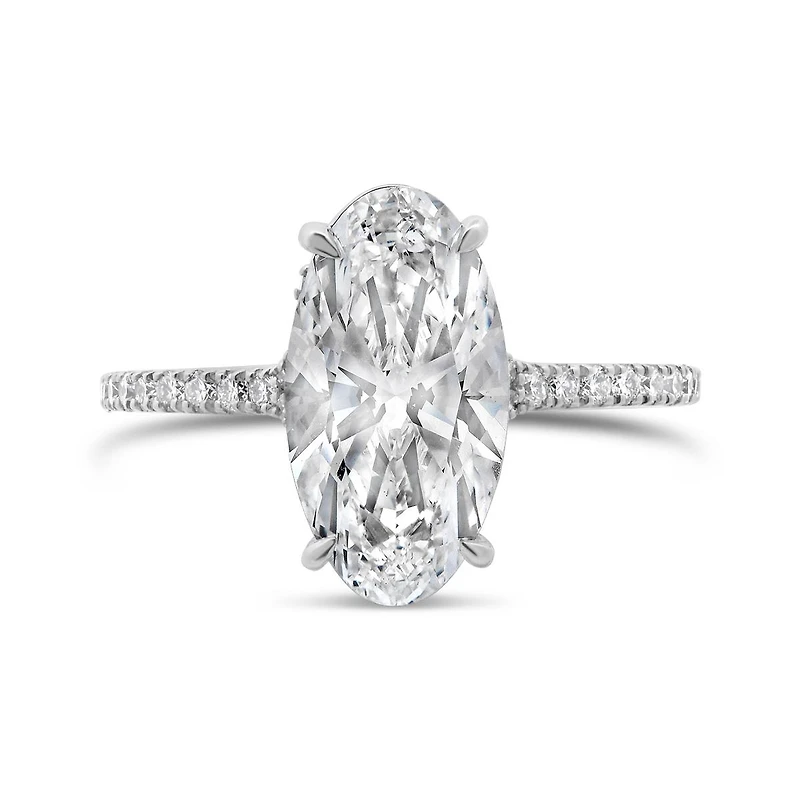 New Brilliance Youra Lab Grown 3.25CTW Oval Diamond Bridal Ring in 14K White Gold