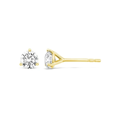 New Brilliance Lab Grown 1.00CTW Diamond Stud Earrings in 10K Yellow Gold