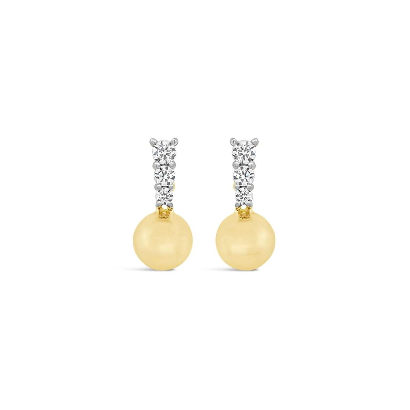 New Brilliance Lab Grown 0.18CTW Diamond Earrings in 18K Yellow Gold Vermeil