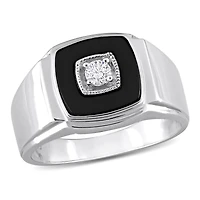 Julianna B Sterling Silver Black Onyx & Diamond Ring