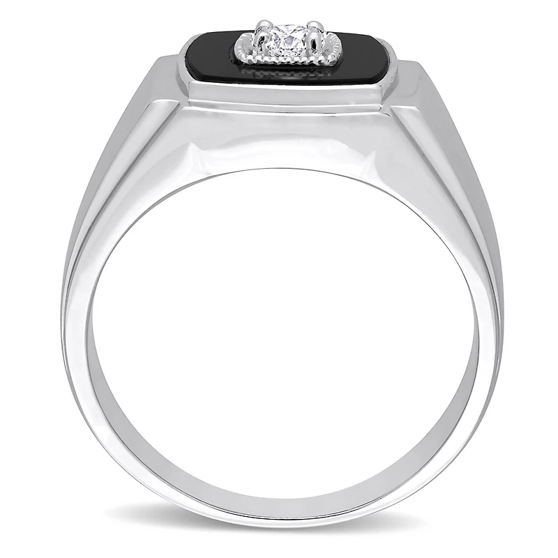 Julianna B Sterling Silver Black Onyx & Diamond Ring