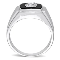 Julianna B Sterling Silver Black Onyx & Diamond Ring