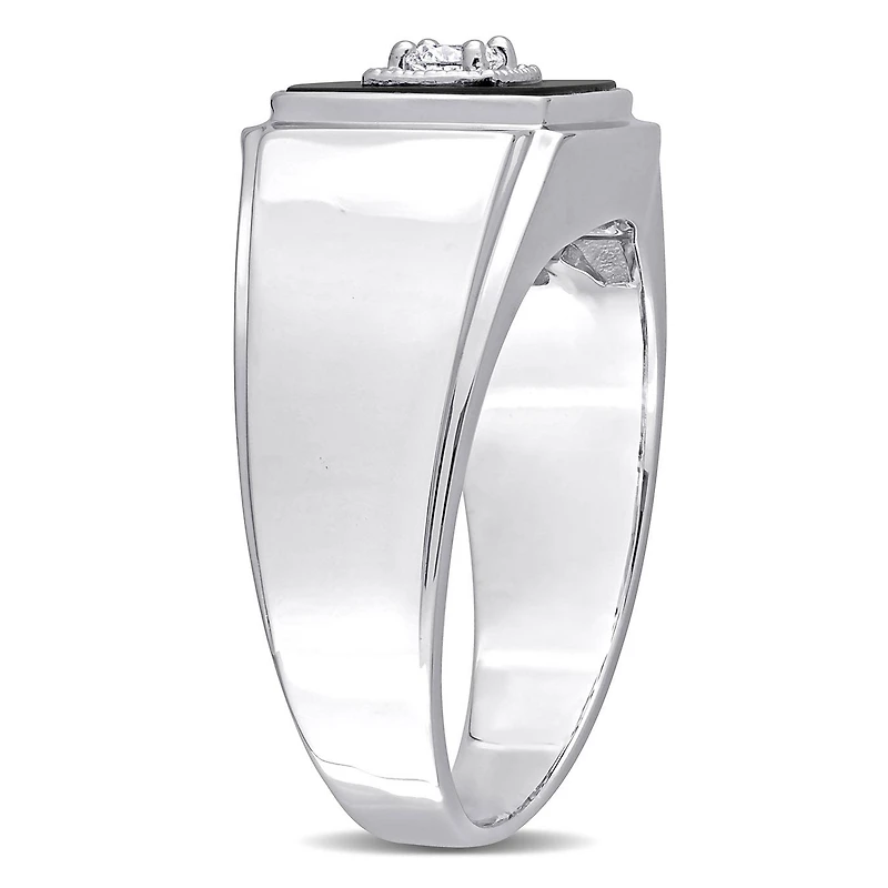 Julianna B Sterling Silver Black Onyx & Diamond Ring
