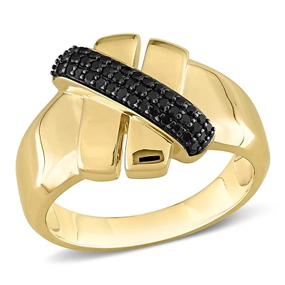 Julianna B 14K Yellow Gold 0.20CTW Black Diamond Crossover Ring