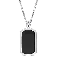 Julianna B Sterling Silver Black Diamond & Enamel Pendant 22"
