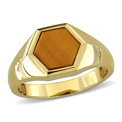 Julianna B Yellow Plated Sterling Silver Tiger's Eye Ring