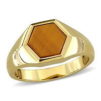 Julianna B Yellow Plated Sterling Silver Tiger's Eye Ring