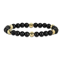 Julianna B Yellow Plated Sterling Silver & Black Agate Bead Bracelet 8.25"