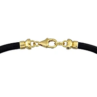 Julianna B Yellow Plated Sterling Silver Black Onyx Leather Bracelet 9"