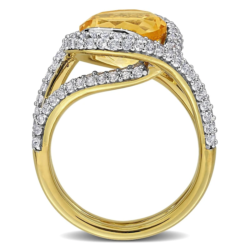 Julianna B Yellow Plated Sterling Silver Citrine & White Topaz Cocktail Ring