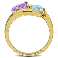 Julianna B Yellow Plated Sterling Silver Amethyst and Blue Topaz Ring
