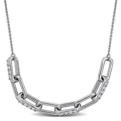 Julianna B Sterling Silver Created White Sapphire Necklace 18" + 2" Ext