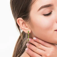 Julianna B Yellow Plated Sterling Silver Peridot & White Topaz Drop Earrings