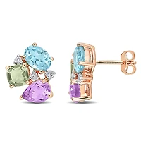 Julianna B Rose Plated Sterling Silver Multi-Gemstone Earrings