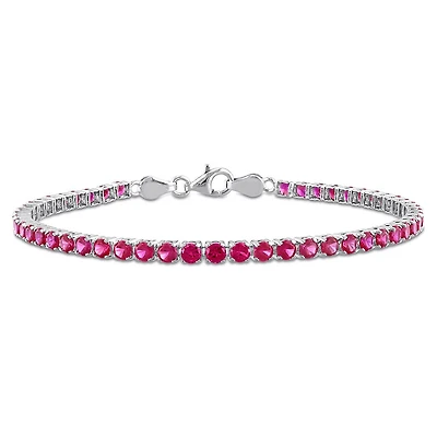 Julianna B Sterling Silver Created Ruby Tennis Bracelet 7.25"