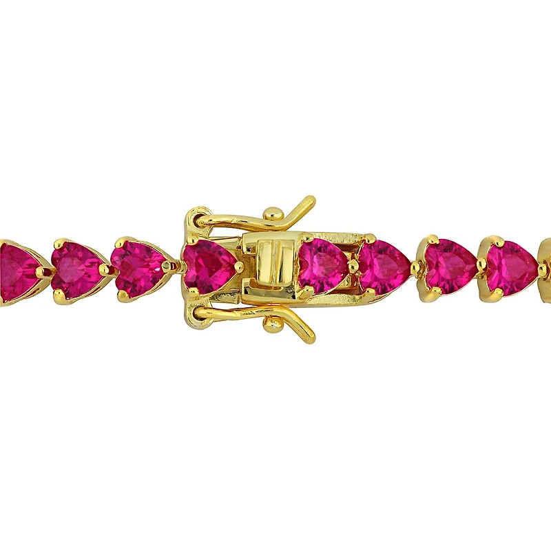 Julianna B Yellow Plated Sterling Silver Created Ruby Bracelet 7.5"