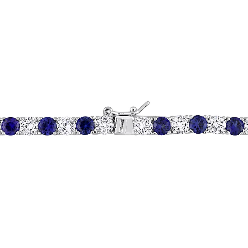 Julianna B Sterling Silver Created Blue & Created White Sapphire Necklace 17"
