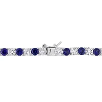 Julianna B Sterling Silver Created Blue & Created White Sapphire Necklace 17"