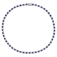 Julianna B Sterling Silver Created Blue & Created White Sapphire Necklace 17"