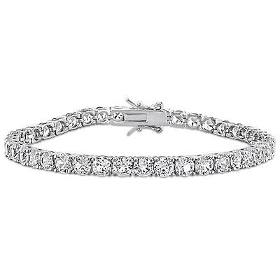 Julianna B Sterling Silver Created White Sapphire Tennis Bracelet 7.25"