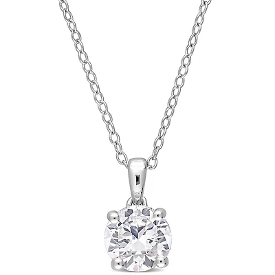 Julianna B Sterling Silver Created White Sapphire Pendant 18"