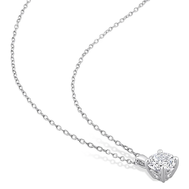 Julianna B Sterling Silver Created White Sapphire Pendant 18"