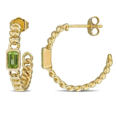 Julianna B 14K Yellow Gold Peridot Link Hoop Earring