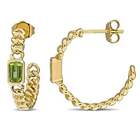 Julianna B 14K Yellow Gold Peridot Link Hoop Earring