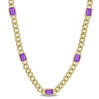 Julianna B 14K Yellow Gold Amethyst Curb Link Necklace 17"