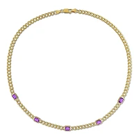 Julianna B 14K Yellow Gold Amethyst Curb Link Necklace 17"