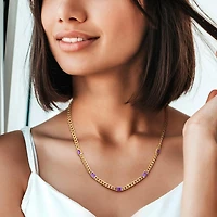 Julianna B 14K Yellow Gold Amethyst Curb Link Necklace 17"