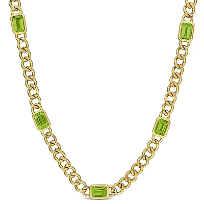 Julianna B 14K Yellow Gold Peridot Curb Link Necklace 17"