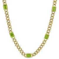 Julianna B 14K Yellow Gold Peridot Curb Link Necklace 17"