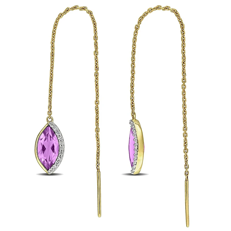 Julianna B 14K Yellow Gold Amethyst & Diamond Threader Earrings