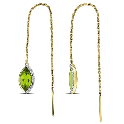 Julianna B 14K Yellow Gold Peridot & Diamond Threader Earrings
