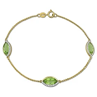 Julianna B 14K Yellow Gold Peridot & Diamond Station Bracelet 7"