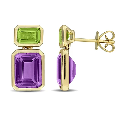 Julianna B 10K Yellow Gold Amethyst & Peridot Drop Earrings