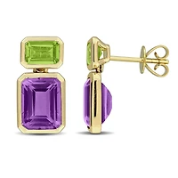 Julianna B 10K Yellow Gold Amethyst & Peridot Drop Earrings