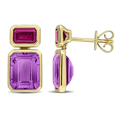 Julianna B 10K Yellow Gold Amethyst & Garnet Drop Earrings